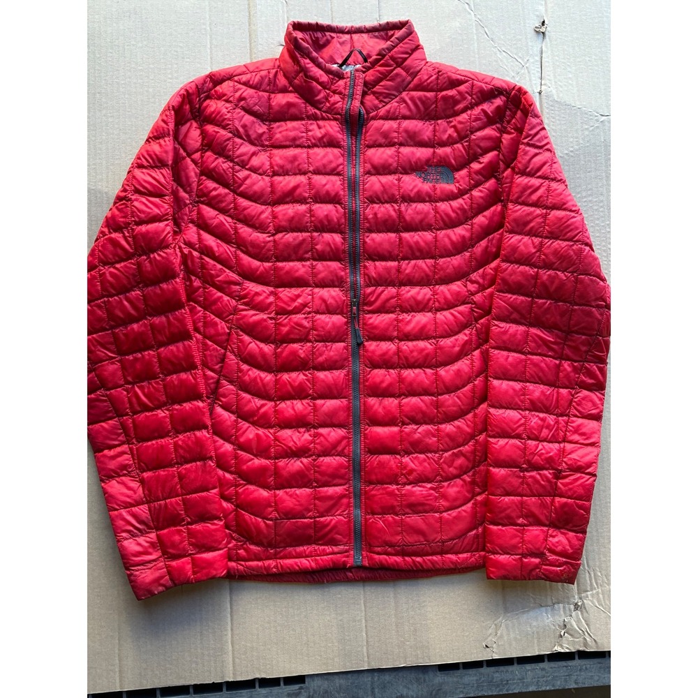 The North Face Mens Thermoball Full Zip Puffer Jacket Red Medium Quilted Coat